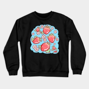 Strawberries and Blossoms - Powder Crewneck Sweatshirt